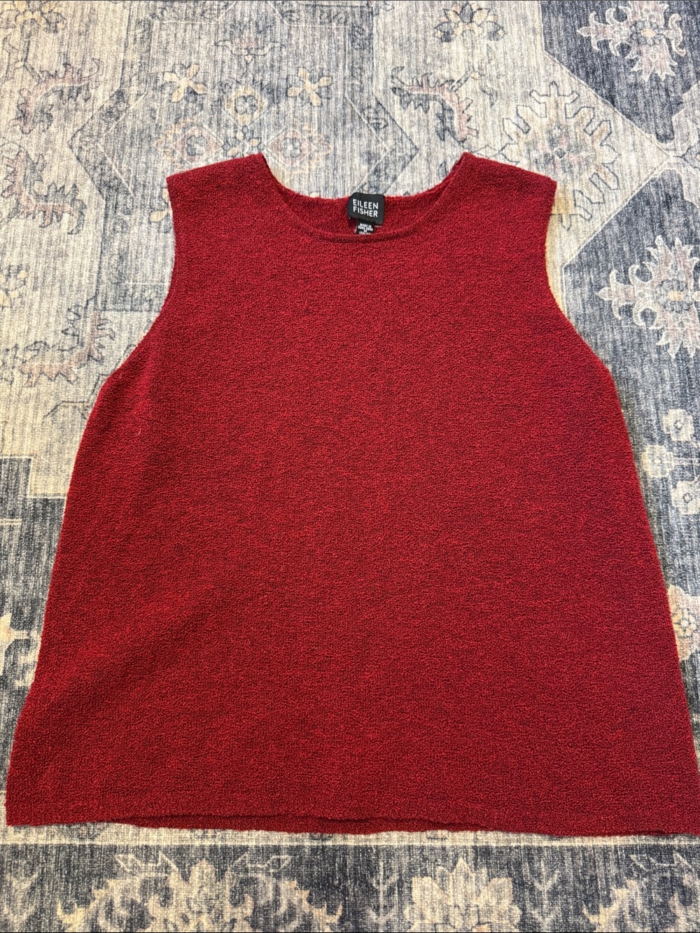 Eileen Fisher Cherry Red Sleeveless Knit Tank